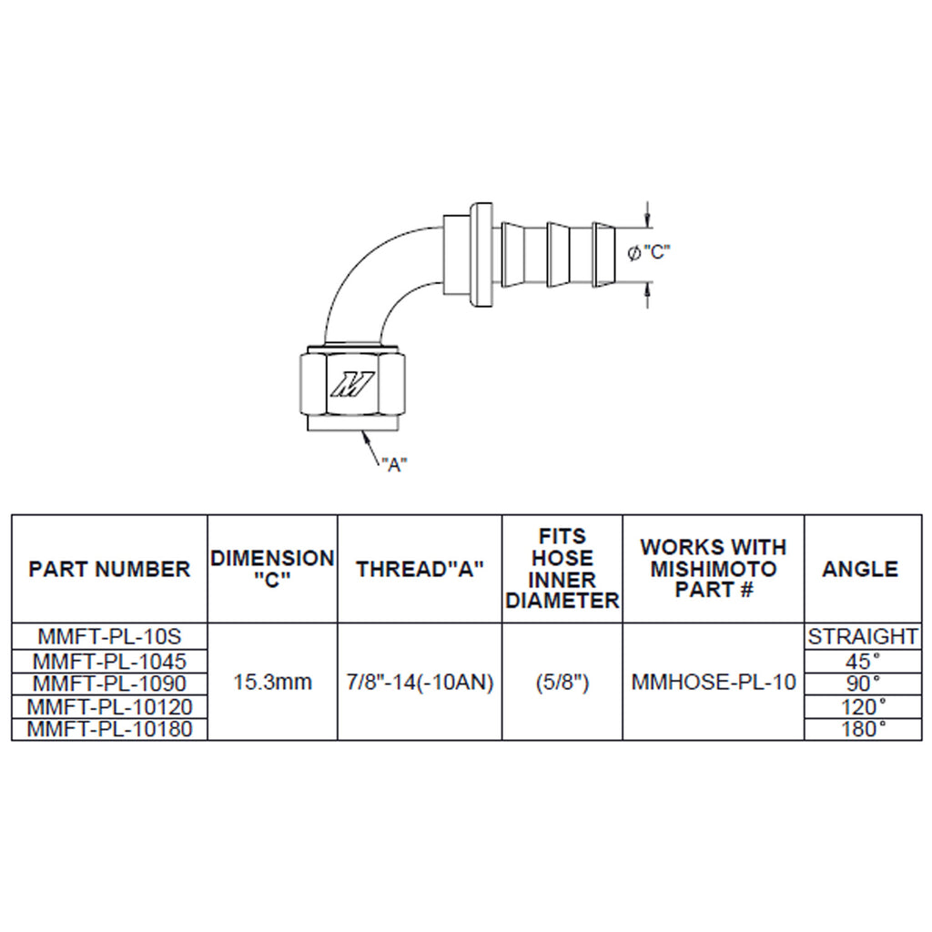 180-Degree Push Lock Fitting, -10AN - image 1