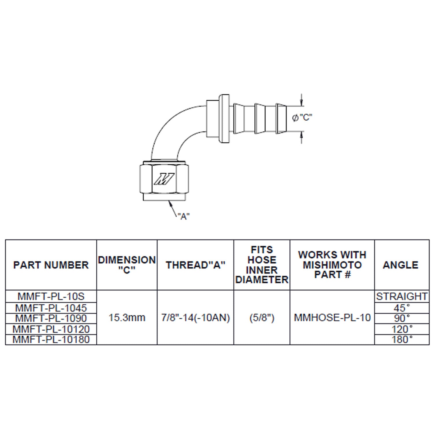 120-Degree Push Lock Fitting, -10AN - image 1