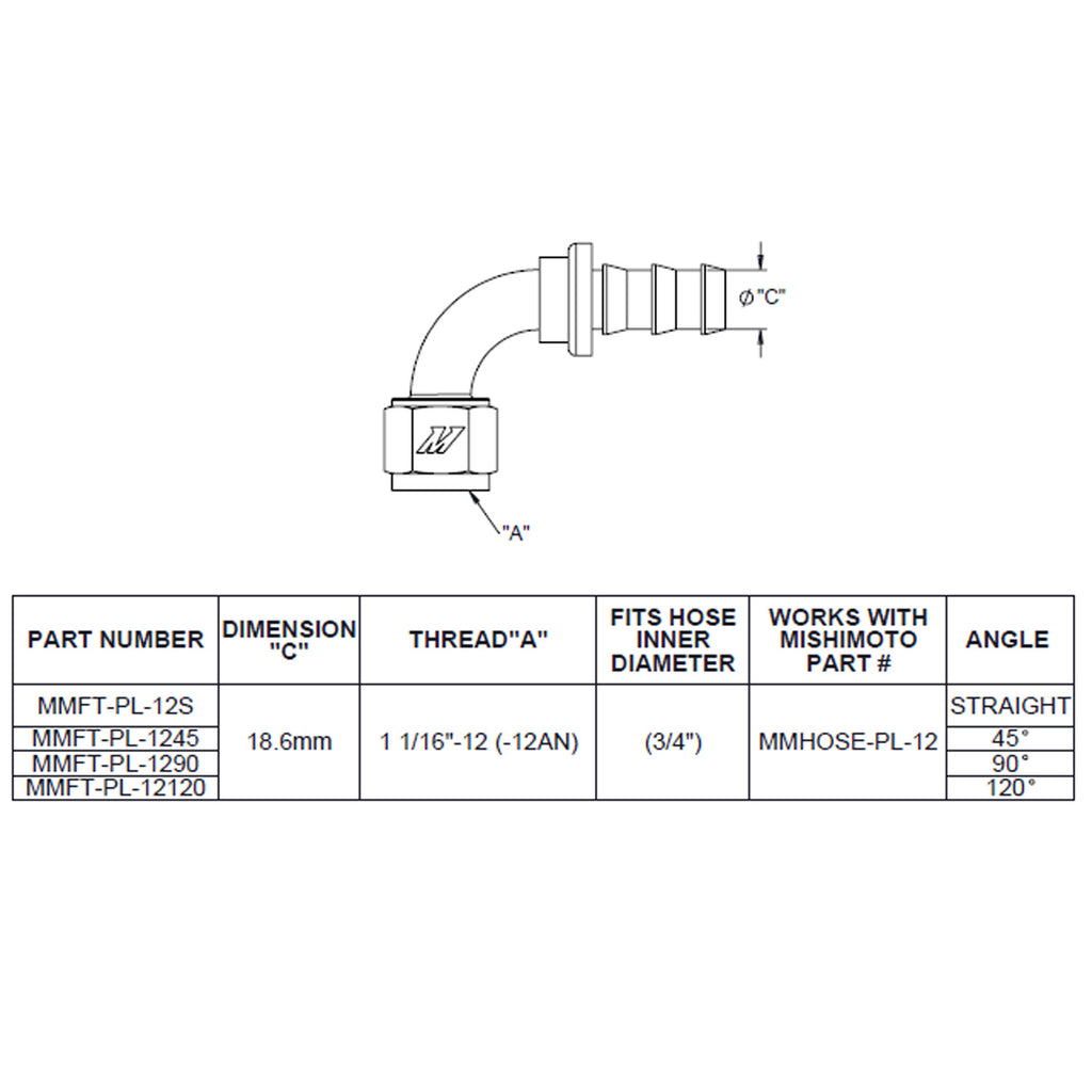 120-Degree Push Lock Fitting, -12AN - image 1