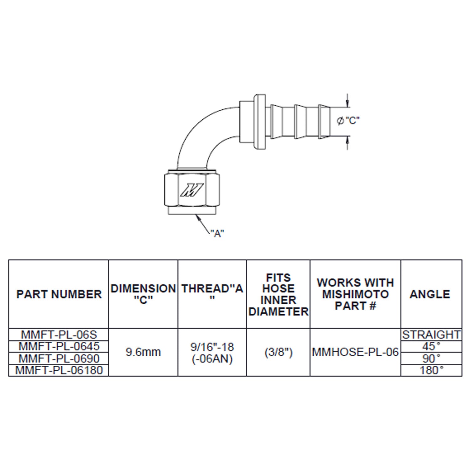 45-Degree Push Lock Fitting, -6AN - image 1