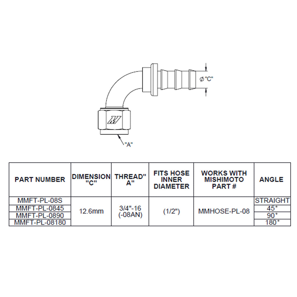45-Degree Push Lock Fitting, -8AN - image 1
