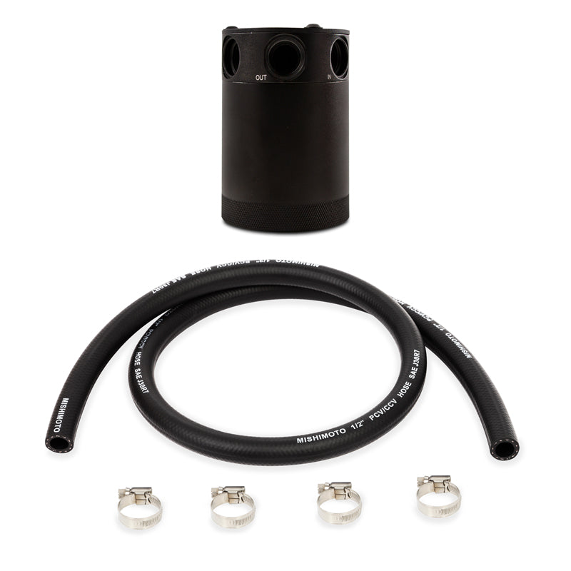 Universal Compact Baffled Oil Catch Can Kit, 3-Port, Black - image 2