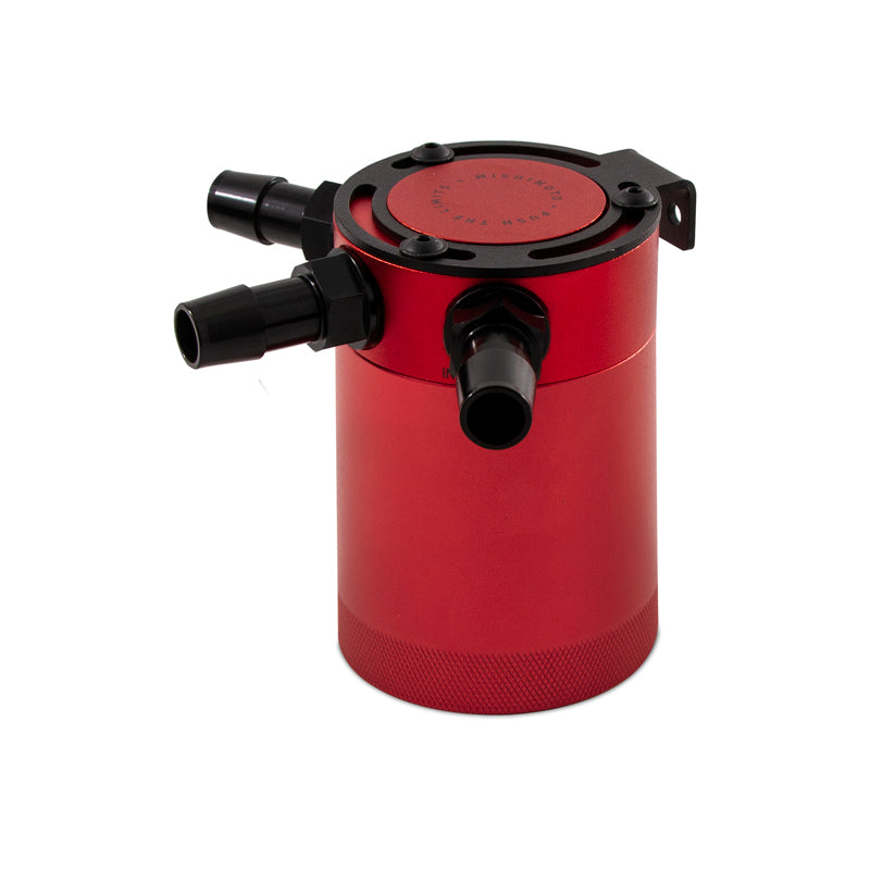 Universal Compact Baffled Oil Catch Can Kit, 3-Port, Red - image 1