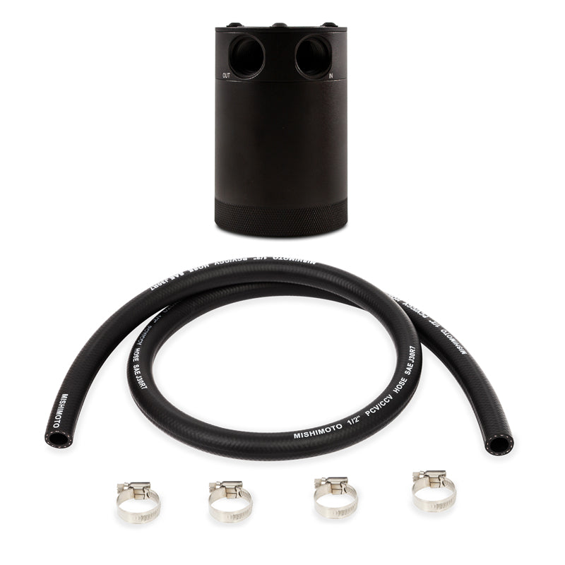 Universal Compact Baffled Oil Catch Can Kit, 2-Port, Black - image 2