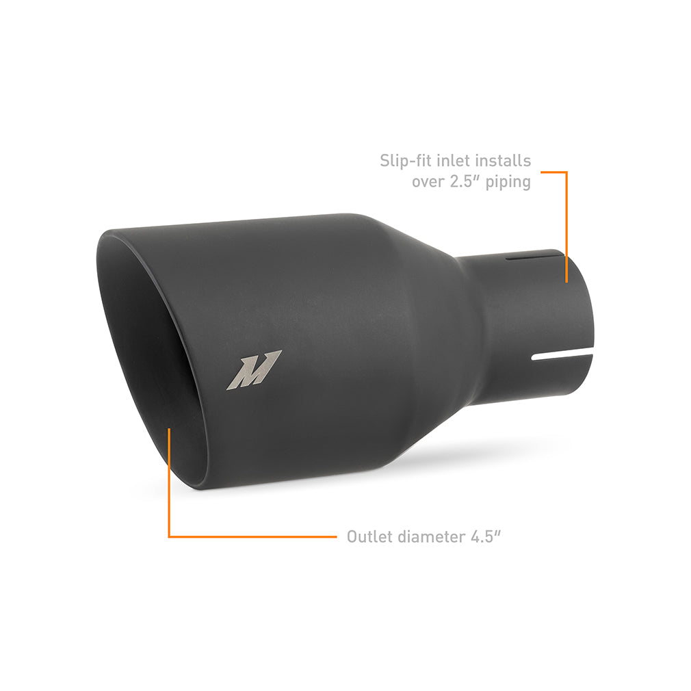 Clamp-on Double Wall Exhaust Tip, 2.5" Inlet, Slash Cut, BK - image 2