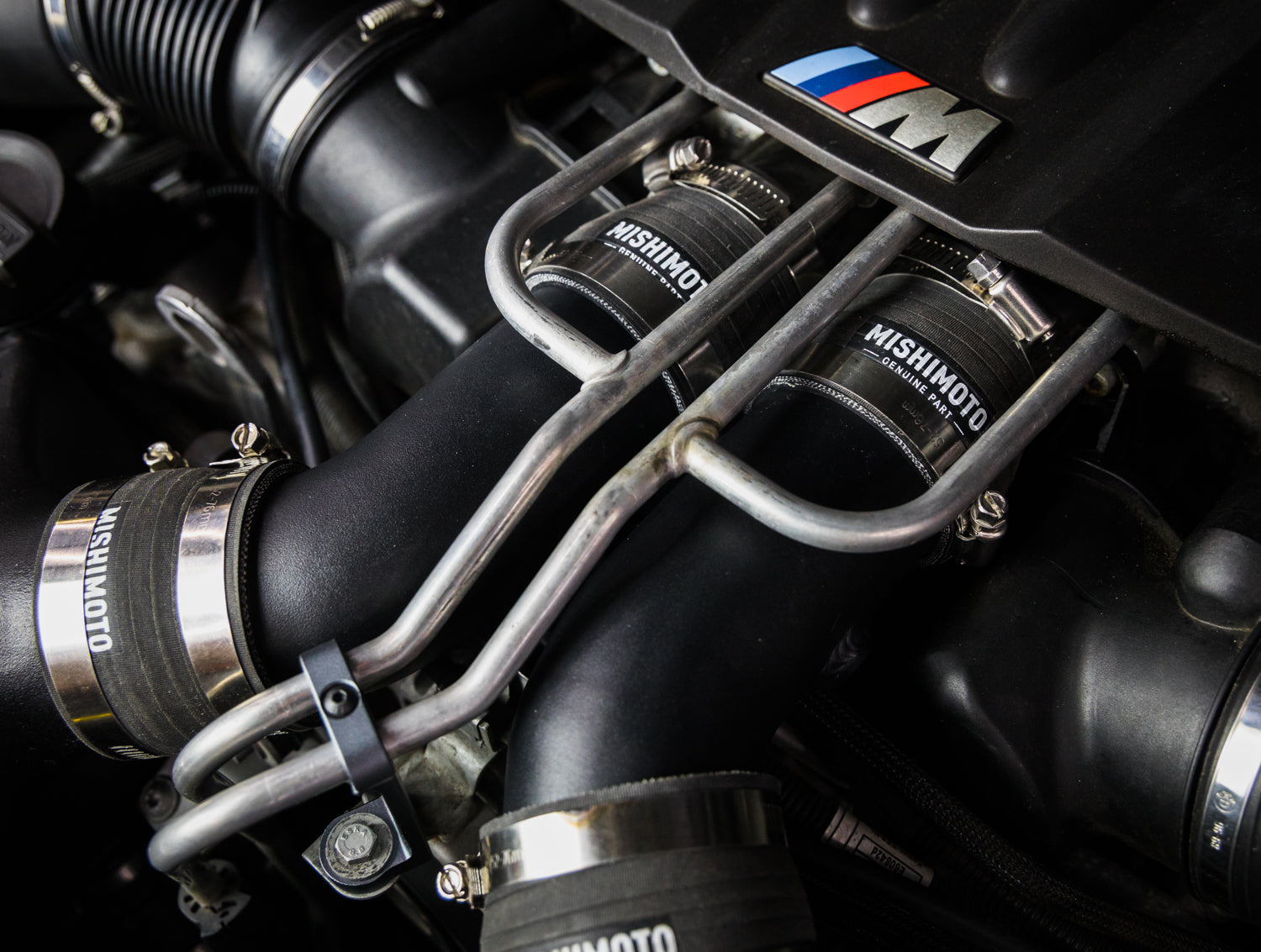12-16 BMW F10 M5 Intercooler Pipe Kit, Micro Wrinkle Black - image 2