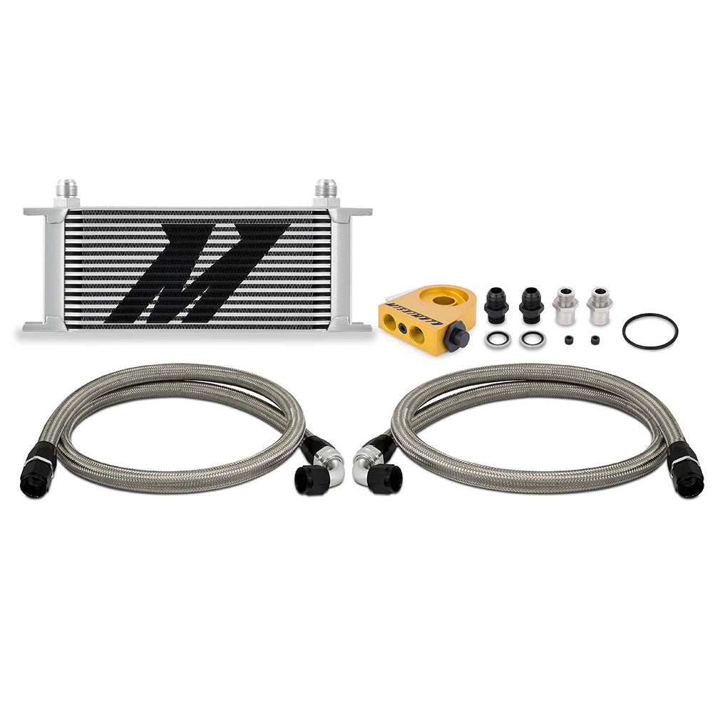 Universal Thermostatic Oil Cooler Kit, 16-Row, Silver - image 1