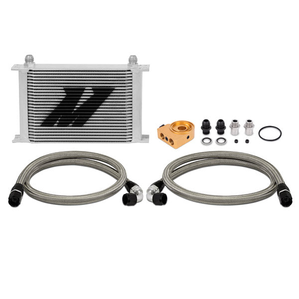 Universal 25 Row Thermostatic Oil Cooler Kit, Silver - image 1
