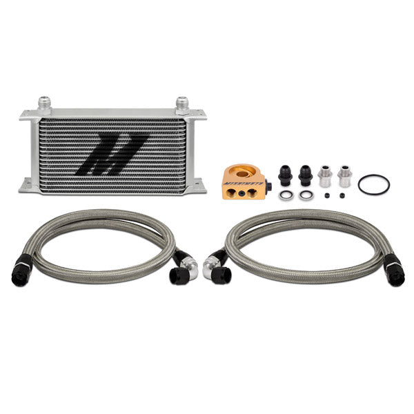 Universal 19 Row Thermostatic Oil Cooler Kit, Silver - image 2