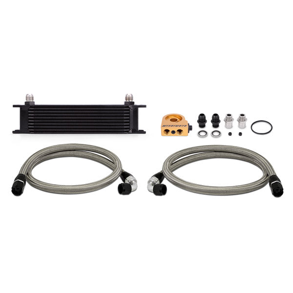 Universal 10 Row Thermostatic Oil Cooler Kit, Black - image 1