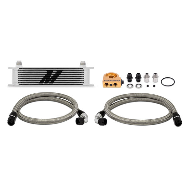 Universal 10 Row Thermostatic Oil Cooler Kit, Silver - image 1