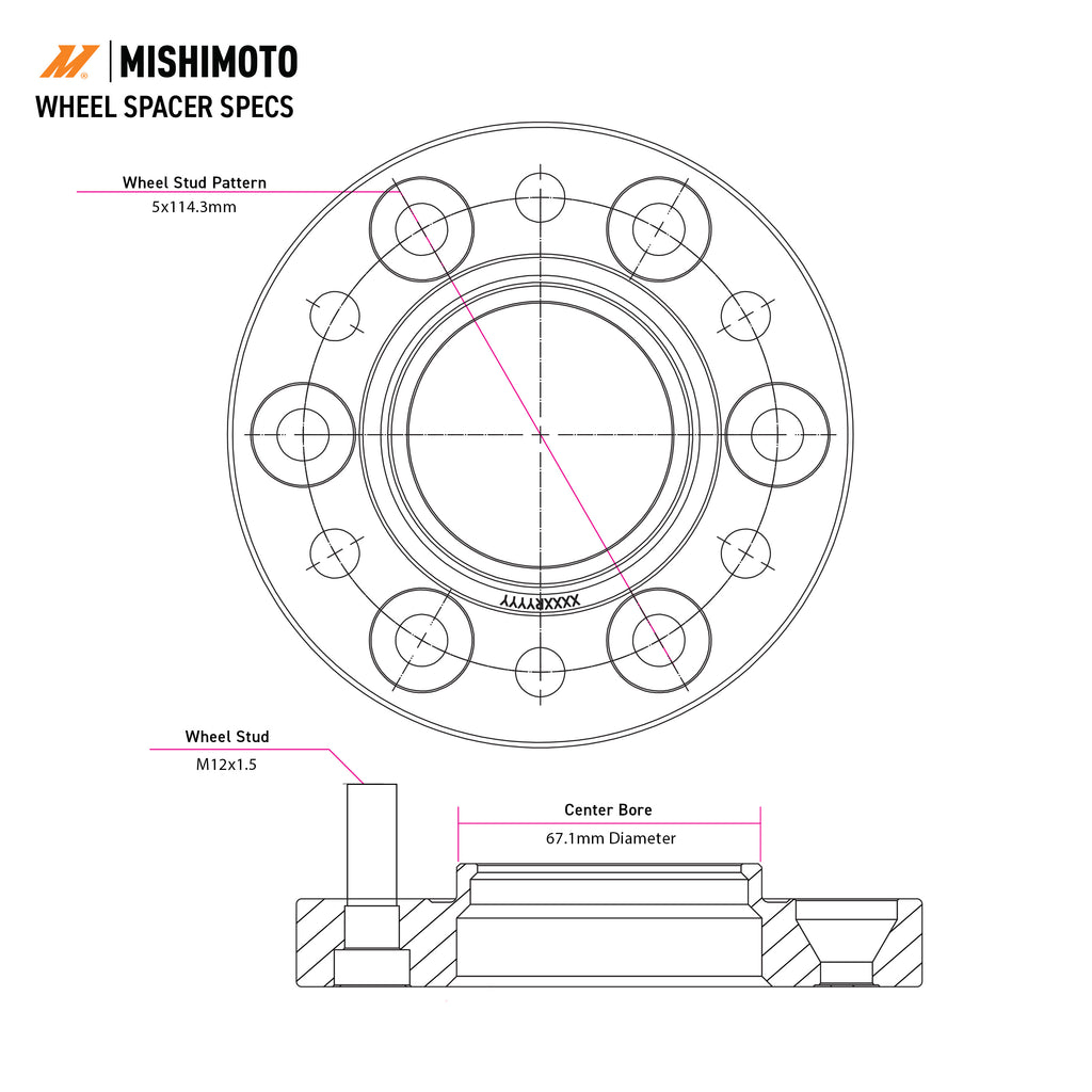 Mishimoto Wheel Spacers, 5x114.3, 67.1, 30, M12, Black - image 6