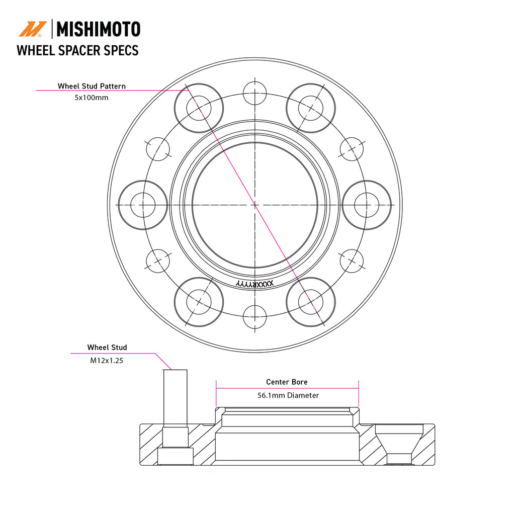 Mishimoto Wheel Spacers, 5x114.3, 66.1, 25, M12, Black - image 4