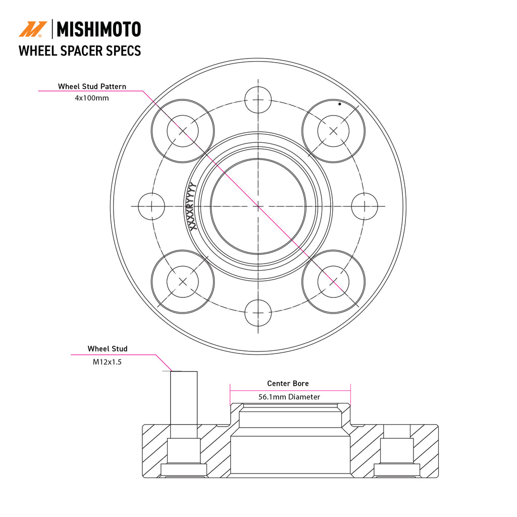 Mishimoto Wheel Spacers, 4x100, 56.1, 30, M12, Black - image 7