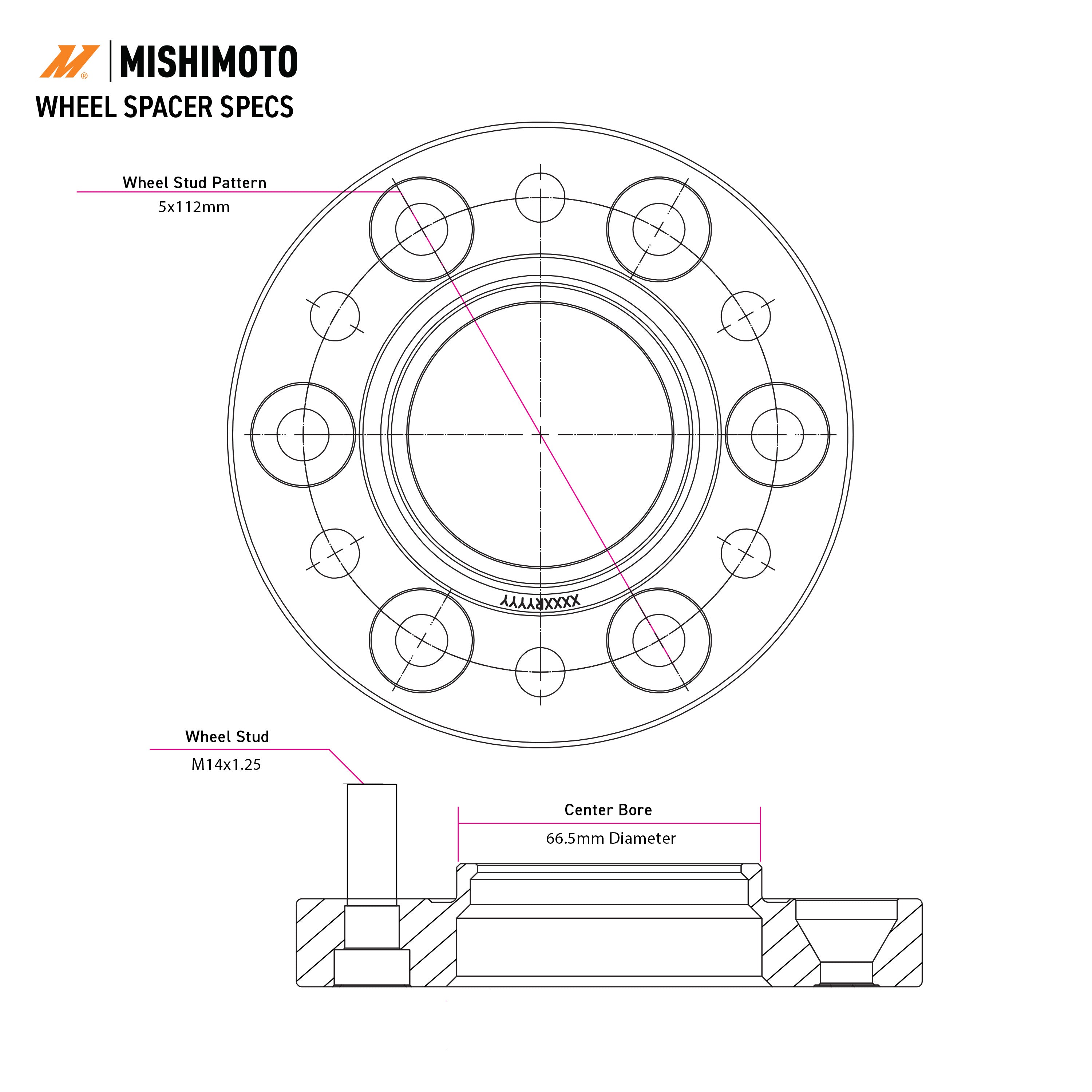 Mishimoto Wheel Spacers, 5x112, 66.5, 15, M14, Black - image 8